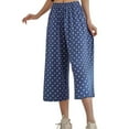 thumbnail image 1 of Women's Polka Dot Floral Eighth Wide Leg High Waist Loose Home Casual Pants, 1 of 3