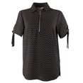 thumbnail image 1 of Women's Polka Dot Grommet and Tie Sleeve Top-BB-XS, 1 of 4