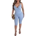 thumbnail image 1 of Women’s Polka Dot Halter Top and Capri Pants Set, Sleeveless V Neck Matching Outfit, 1 of 3