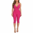 thumbnail image 1 of Women’s Polka Dot Halter Top and Capri Pants Set, Sleeveless V Neck Matching Outfit, 1 of 4