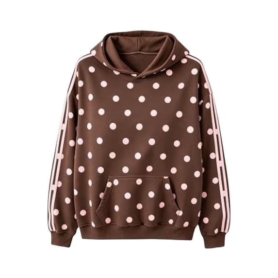 Women's Polka Dot Hoodie Long Sleeve Pullover Sweatshirt with Drawstring Casual Relaxed Fit Hoodie