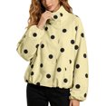 thumbnail image 1 of Women’s Polka Dot Jacket Long Sleeve Stand Collar Bomber Jackets (Yellow S), 1 of 6