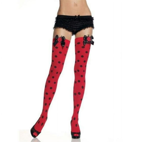 Women's Polka-Dot Knee-Highs With LadyBug Bow Adult