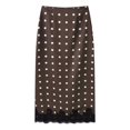 thumbnail image 1 of Women's Polka Dot Lace Hem Midi Sleep Skirt, Elastic Waist Lace Trim Half Slip Loungewear Skirt Coffee S(S), 1 of 5