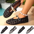 thumbnail image 1 of Women's Polka Dot Mesh Flat Shoes, Casual Retro Round Toe Mary Jane Flats with Metallic Buckle, Breathable Walking Shoes for Women, Perfect for Spring Outings and Daily Wear, 1 of 10