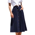 thumbnail image 1 of Women's Polka Dot Midi Skirts Casual High Elastic Waist A Line Pleated Midi Chiffon Skirts with Pockets, 1 of 8