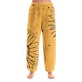 thumbnail image 1 of Women's Polka Dot Print Cuff Pants, Casual Lounge Sleep Pants, Elastic Waist Retro Style Pajamas for Fun and Comfortable Sleepwear,Yellow,XL, 1 of 6
