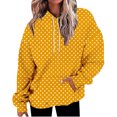 thumbnail image 1 of Women's Polka Dot Print Drawstring Hooded Sweatshirt with Pocket, Soft Breathable Long Sleeve Casual Pullover for Spring Autumn Streetwear, Beach Vacations and Daily Fashion Yellow S, 1 of 8