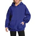 thumbnail image 1 of Women's Polka Dot Print Hooded Sweatshirt with Pocket, Oversized Long Sleeve Pullover, Soft Comfortable Casual Streetwear for Spring Autumn Daily Wear, Beach Outings and Loungewear Blue L, 1 of 8