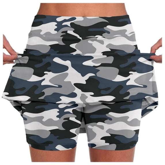 Women's Polka Dot Print Pocket Skort, Sporty Skirt with Built-in Shorts and Pockets, Active Tennis Golf Skirt