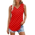 thumbnail image 1 of Women's Polka Dot Print V-Neck Sleeveless Tank Top, Flowy Loose Fit Summer Top for Retro or Casual Looks,Red S, 1 of 5
