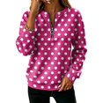 thumbnail image 1 of Women's Polka Dot Quarter Zip Sweatshirt Long Sleeve Casual Pullover Top for Fall Soft Relaxed Fit Sweatshirt, 1 of 6