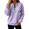 thumbnail image 1 of Women's Polka Dot Quarter Zip Sweatshirt Long Sleeve Casual Pullover Top for Fall Soft Relaxed Fit Sweatshirt, 1 of 6