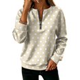 thumbnail image 1 of Women's Polka Dot Quarter Zip Sweatshirt Long Sleeve Casual Pullover Top for Fall Soft Relaxed Fit Sweatshirt, 1 of 6