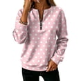 thumbnail image 1 of Women's Polka Dot Quarter Zip Sweatshirt Long Sleeve Casual Pullover Top for Fall Soft Relaxed Fit Sweatshirt, 1 of 6
