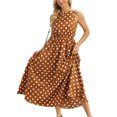 thumbnail image 1 of Women's Polka Dot Round Neck Sleeveless Midi Dress 100% Polyester Lightweight Chic Everyday Wardrobe For Spring Wear, 1 of 8