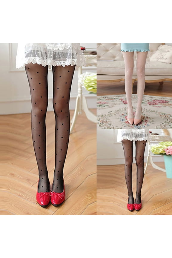 Women's Polka Dot Sheer Silk Pantyhose Delicate Dress Stockings