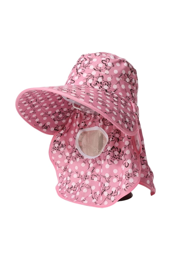 Women's Polka Dot Sun Hat with Neck Flap Summer Travel UPF 50+ Wide Brim Breathable Mesh Cap for Outdoor Fishing Hiking Gardening