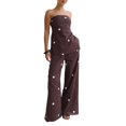 thumbnail image 1 of Women’s Polka Dot Tube Top and Wide Leg Pants 2 Piece Casual Outfit Set, 1 of 8