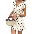 thumbnail image 1 of Women's Polka Dot V-Neck Shoulder Detail Sleeveless Mini Dress S, 1 of 10