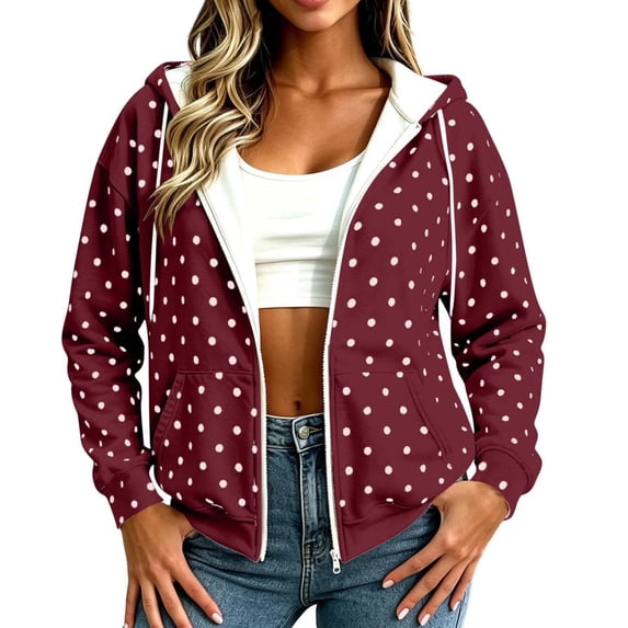 Women's Zip-up Hoodie, Fleece Drawstring with Pockets Beach Vacation