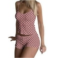 thumbnail image 1 of Women's Polka Dots 2 Piece Outfit Spaghetti Strap Sleeveless Crop Top Camisole and Shorts Pajamas Set Sleepwear Nightwear, 1 of 7