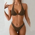 thumbnail image 1 of Women's Polka Dots Bikini Set Halter Triangle Swimsuit 2 Piece Bathing Suit Brown XL, 1 of 3