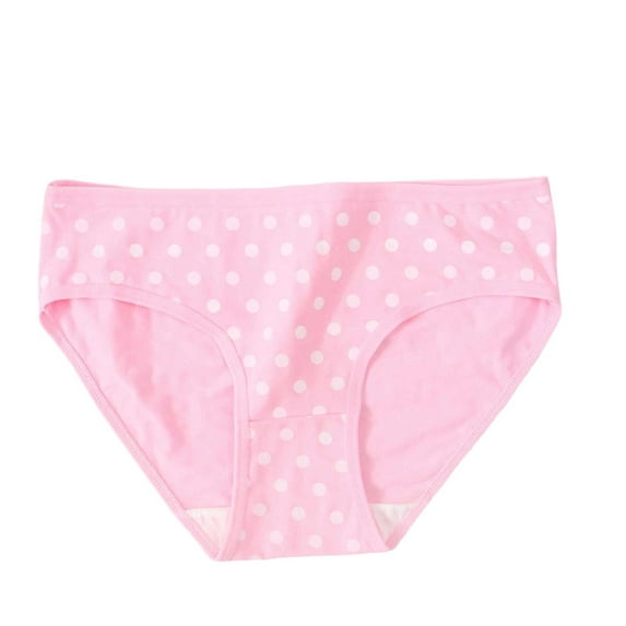 Women’s Polka Dots Hipster Underwear Cotton No Show Panties Invisibles Briefs Soft Breathable Stretch Bikini Underwears, Pink, Medium