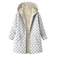 thumbnail image 1 of Women's Polka Dots Jacket, Fleece Lined Hooded Coat, Windbreaker Quilted Puffer Coat, Winter Snow Warm Overcoat Casual Long Sleeve Outwear, 1 of 7