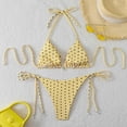 thumbnail image 1 of Women's Polka Dots Print Bikini Sets 2 Piece Swimsuit Halter Triangle Tie Side Bathing Suit Swimwear Yellow M, 1 of 5