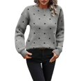 thumbnail image 1 of Women's Polka Dots Sweaters Long Sleeve Round Neck Knitted Pullover Tops, 1 of 9