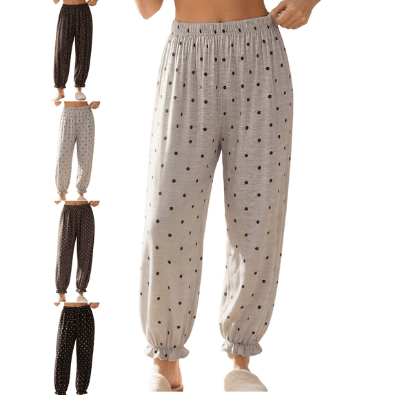 Women's Polka Pajama Pants Casual Loose Fit Jogger Lounge Pants Lightweight Soft Sleepwear with Pocket