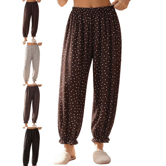 Women's Polka Pajama Pants Casual Loose Fit Jogger Lounge Pants Lightweight Soft Sleepwear with Pocket