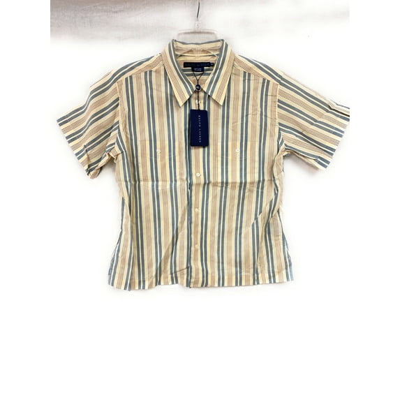 Women's Polo Ralph Lauren Casual Button Down T-Shirt Creme, Tan, 4
