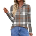 thumbnail image 1 of Women's Polo Shirt Long Sleeve Tops Collared Button Down Golf Tee Casual Spring Summer Work T Shirts Gray XL, 1 of 4