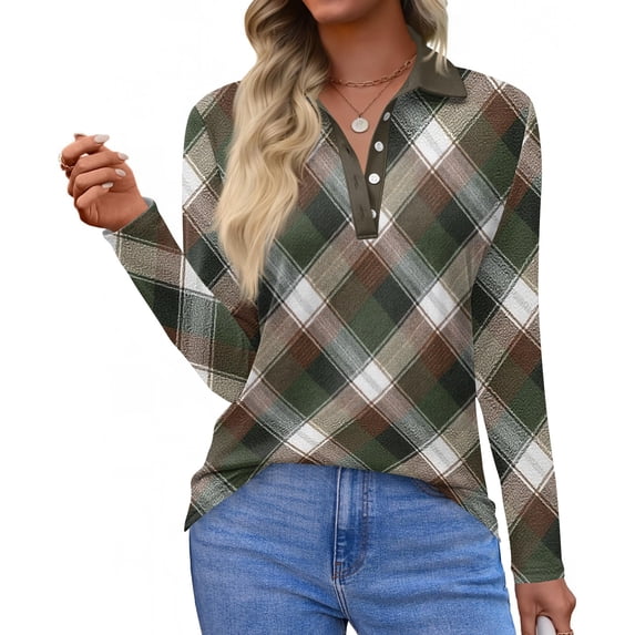 Women's Polo Shirt Long Sleeve Tops Collared Button Down Golf Tee Casual Spring Summer Work T Shirts Light Gray S