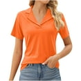 thumbnail image 1 of Women's Polo Shirts Lapel Collar V Neck Short Sleeve Blouse Dressy Casual Tunic Tops, 1 of 8