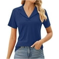 thumbnail image 1 of Women's Shirts Lapel Collar V Neck Short Sleeve Blouse Dressy Casual Tunic Tops, 1 of 8