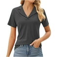 thumbnail image 1 of Women's Polo Shirts Lapel Collar V Neck Short Sleeve Blouse Dressy Casual Tunic Tops, 1 of 8