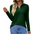 thumbnail image 1 of Women's Polo Shirts Long Sleeve Button Down Golf Shirt Quick Dry Protection Lightweight Tennis Shirts Dark Green M, 1 of 4