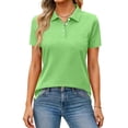 thumbnail image 1 of Women's Polo Shirts Short Sleeve Button Down Collared Shirts Business Casual Work Tops Athletic Tennis Golf Shirt Fluorescent Green XL, 1 of 5