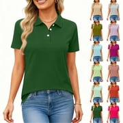 Womens Polo Shirts Short Sleeve Quick Dry Collared Shirts Business Casual Work Tops Athletic Tennis Golf Shirt Fluorescent Green S