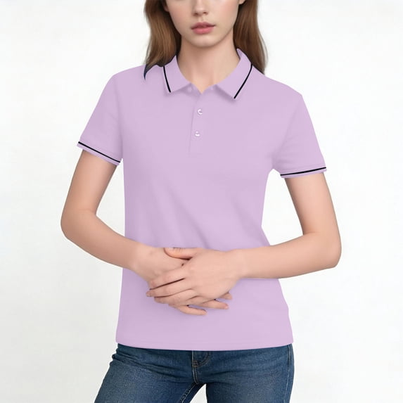 Women's Polo Shirts Short Sleeve Shirts Solid Blouses Quick Dry Collared Shirts Business Casual Work Tops Athletic Tennis Golf Clothes