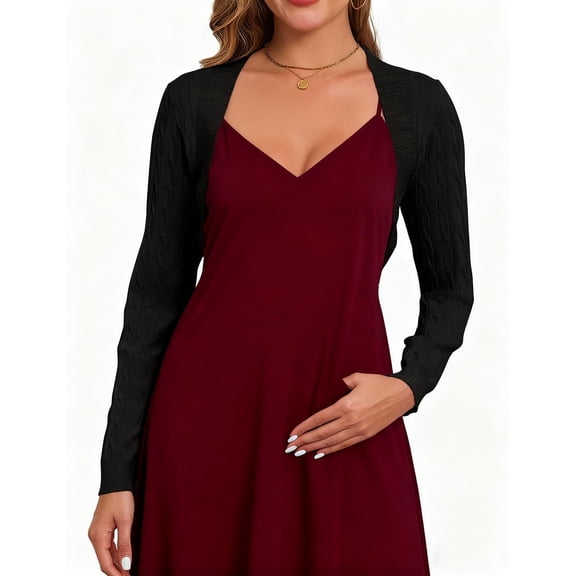 VIAURBE Cropped Cardigan Sweaters for Women Long Sleeve Bolero Shrug Lightweight Open Front Casual Knit Tops