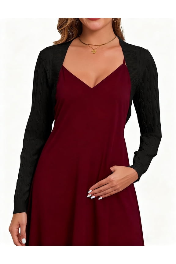 VIAURBE Cropped Cardigan Sweaters for Women Long Sleeve Bolero Shrug Lightweight Open Front Casual Knit Tops