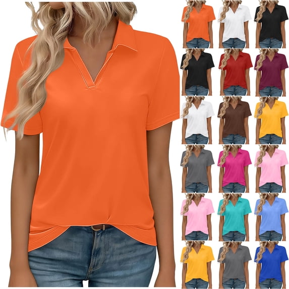 Women's Polos Shirts UPF 50+ Short Sleeve Golf Shirt Quick Dry Sun Protection Buttoned -Linen Casual Work Collar Top