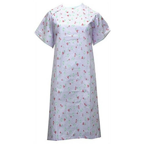 Women's Poly Cotton Backwrap Gown - Big Cherry Print - Small