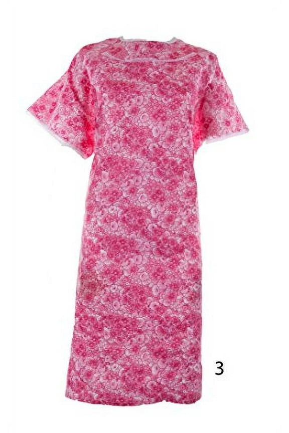 Women's Poly Cotton Backwrap Gown - (XL, Red/Pink Flower)