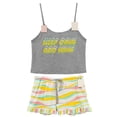 thumbnail image 1 of Women's Poly Crop Tank and Shorts Pajama Set, Keep Calm and Smile, Grey, Large, 1 Set, 1 of 1