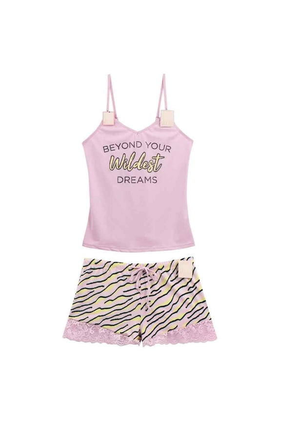 Women's Poly Tank & Shorts Pajama Set, Wildest Dreams / Lilac, Large, 1 Set